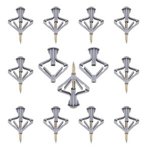Rierdge 50 Pcs Drywall Anchor Kit Hollow Wall Anchors with Screws, Plasterboard Wall Anchors Plastic Expansion Pipe for Curtain Gypsum Board Wall Installation Fastener Hardware (Grey)