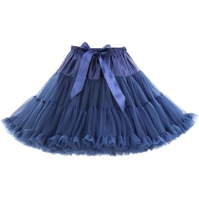 URVIP Women's Elastic Waist Chiffon Pettiskirts Puffy Tutu Tulle Princess Skirt