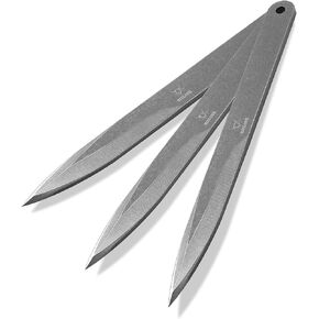 WICING 10.2 inches Throwing Spikes, 0.236" Thick Full Tang Stainless Steel Throwing Set, with Nylon Sheaths for Recreation and Competition - 3 Pack