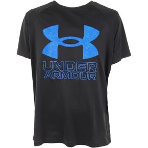 Under Armour Boys' Tech Big Logo Short Sleeve T Shirt, (015) Black / / Royal, Youth X-Large
