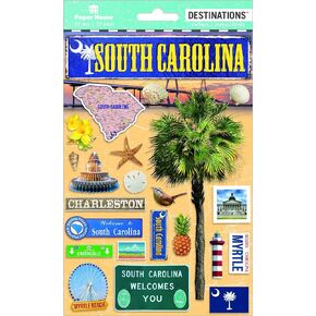 Paper House Productions Travel South Carolina 2D Stickers, 3-Pack