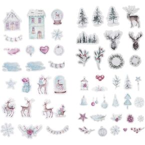 MILISTEN 80pcs Christmas Winter Theme Stickers Lovely Forest Xmas Tree Elk Scrapbook Decals Home Wall Paste for Projects Journals Card Making Bottle Laptop Decor