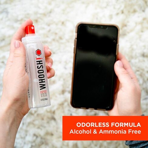 ووش! بخاخ ومنديل منظف الشاشة [مجموعة من 2] - 2.7 أونصة سائلة + 1 مناديل قماش من الألياف الدقيقة - منظف إلكتروني بحجم مناسب للسفر للسيارة والكمبيوتر والكمبيوتر المحمول وماك بوك والهاتف والساعة والنظارات - مجموعة تنظيف العدسات in Kuwait