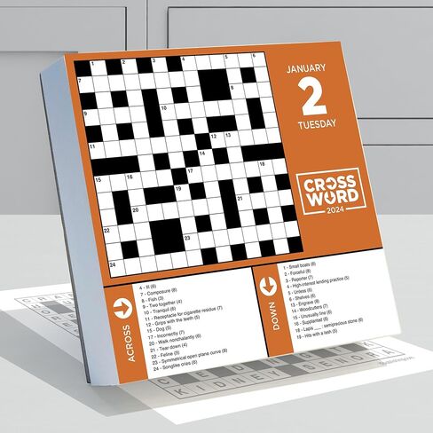 TF PUBLISHING 2024 Crossword Puzzles Daily Desktop Calendar | Home and Office Organization | Over 300 Full-Color Easy Tear-Off Pages | Attached Fold-Out Cardboard Easel for Desks | 5.25" x 5.25" in Kuwait