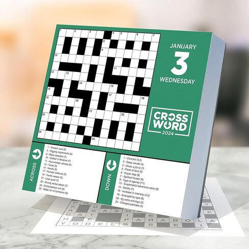 TF PUBLISHING 2024 Crossword Puzzles Daily Desktop Calendar | Home and Office Organization | Over 300 Full-Color Easy Tear-Off Pages | Attached Fold-Out Cardboard Easel for Desks | 5.25" x 5.25" in Kuwait