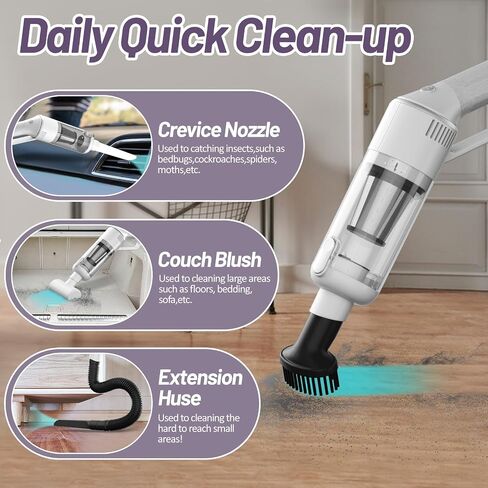 Cordless Handheld Car Vacuum Cleaner: 9000Pa Portable Car Vacuum with Powerful Suction Low Noise Rechargeable Dust Busters Wireless Hand Held Vacuum for Car Home Office Desktop Deep Cleaning (Black) in Saudi Arabia