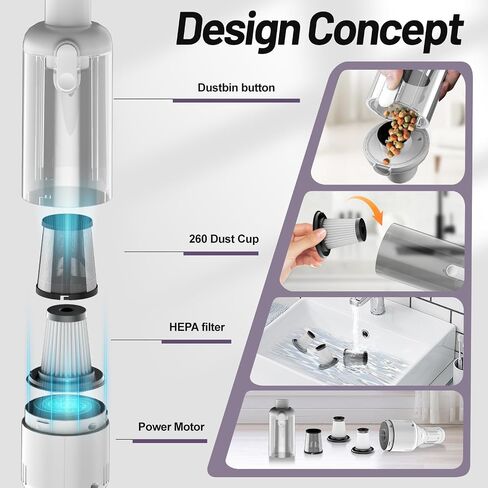Cordless Handheld Car Vacuum Cleaner: 9000Pa Portable Car Vacuum with Powerful Suction Low Noise Rechargeable Dust Busters Wireless Hand Held Vacuum for Car Home Office Desktop Deep Cleaning (Black) in Saudi Arabia