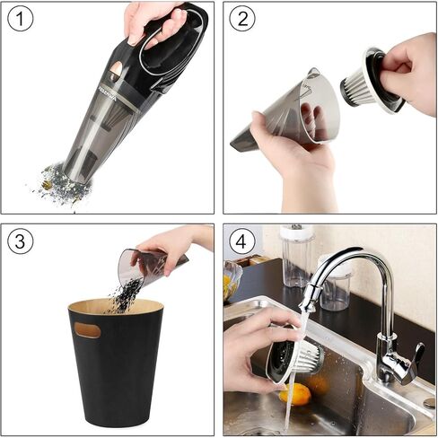 Reserwa [الجيل الخامس] مكنسة كهربائية محمولة باليد بقدرة 12 فولت 106 وات بقوة 4500 باسكال، مع سلك طاقة بطول 16.4 قدم (5 أمتار)، وحقيبة حمل، وفرشاة تنظيف (أسود) in Kuwait