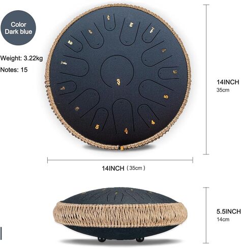 Steel Tongue Drum,14 Inch 15 Note Tongue Drum,Hand Pan Drum with Music Book,percussion instruments and Carry Bag,Worry Free Drum for Beginner Adult Kids,C Major in Saudi Arabia