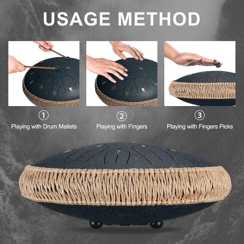 Steel Tongue Drum,14 Inch 15 Note Tongue Drum,Hand Pan Drum with Music Book,percussion instruments and Carry Bag,Worry Free Drum for Beginner Adult Kids,C Major in Saudi Arabia