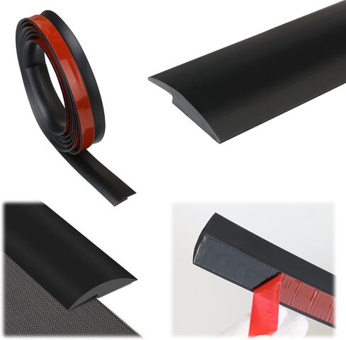 Muzata 10Ft Black Carpet Floor Transition Strip Self-Adhesive Edge Trim Doorway Floor Divider Strip Suitable for Threshold Transitions Height Less Than 3mm M024 in Saudi Arabia