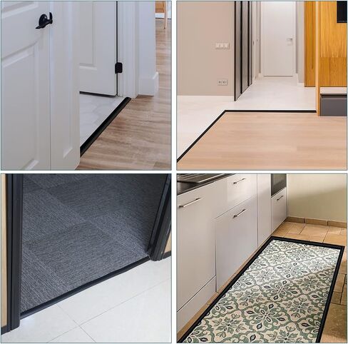 Muzata 10Ft Black Carpet Floor Transition Strip Self-Adhesive Edge Trim Doorway Floor Divider Strip Suitable for Threshold Transitions Height Less Than 3mm M024 in Saudi Arabia