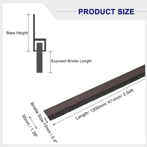 uxcell Door Brush Bottom Sweep H-Shape Aluminum Alloy Base with 0.4-inch PP Brush for Home, Industrial (47-inch L, Black) in Saudi Arabia