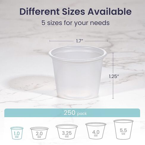 Fit Meal Prep 2500 عبوة 1 أونصة أكواب بهارات خالية من مادة BPA بدون أغطية، حاويات طلقات جيلو للاستعمال مرة واحدة، أكواب صلصة غمس صغيرة، راميكينز بلاستيكية بكميات كبيرة، أكواب سوفليه قابلة للتكديس للعينة، التقسيم in Kuwait