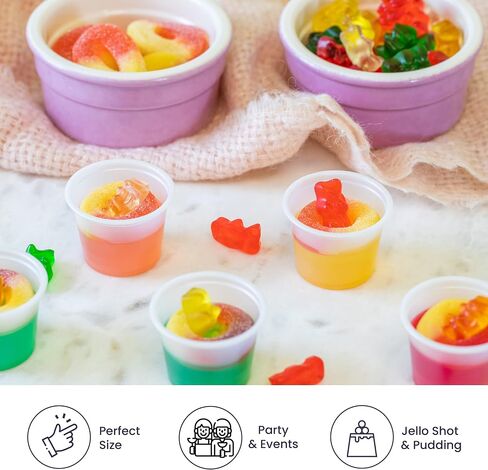 Fit Meal Prep 2500 عبوة 1 أونصة أكواب بهارات خالية من مادة BPA بدون أغطية، حاويات طلقات جيلو للاستعمال مرة واحدة، أكواب صلصة غمس صغيرة، راميكينز بلاستيكية بكميات كبيرة، أكواب سوفليه قابلة للتكديس للعينة، التقسيم in Kuwait