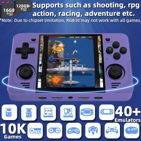 وحدة تحكم ألعاب محمولة باليد RGB30 مقاس 4.0 بوصة وحدات تحكم ألعاب Pro Retro ألعاب فيديو كلاسيكية نظام مثبت مسبقًا وحدات تحكم ألعاب مدمجة ببطارية قابلة للشحن 128 جيجابايت أصفر in Kuwait