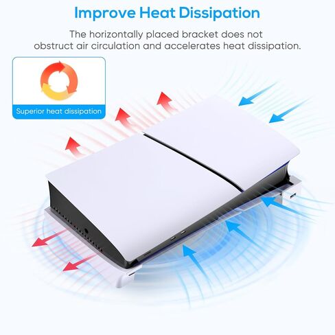 حامل أفقي Gorixer RGB لوحدة تحكم PS5 Slim مع 4 محاور USB، حامل لأقراص Playstation 5 النحيفة والرقمية، ملحقات حامل القاعدة مع 14 وضع إضاءة ومنفذ شحن سريع لوحدة تحكم PS5 in Kuwait