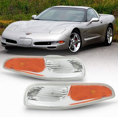 ACANII - For 1997-2004 Chevy Corvette C5 Chrome Housing Bumper Turn Signal Parking Lights Side Marker Lamps Left+Right in Saudi Arabia