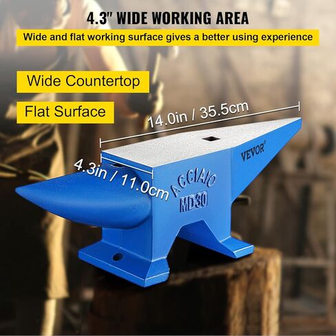 VEVOR Single Horn Anvil, 66Lbs Cast Steel Anvil, High Hardness Rugged Round Horn Anvil Blacksmith, Large Countertop and Stable Base, with Round and Square Hole, Metalsmith Tool for Bending and Shaping in Saudi Arabia