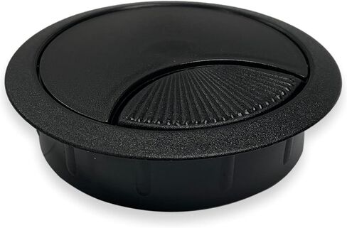 سلك مكتب جروميت مقاس 3 بوصة، أسود مستدير، غطاء بفتحة مفتوحة/مغلقة بمقبض فاخر - قطعة واحدة in Kuwait