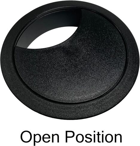 سلك مكتب جروميت مقاس 3 بوصة، أسود مستدير، غطاء بفتحة مفتوحة/مغلقة بمقبض فاخر - قطعة واحدة in Kuwait