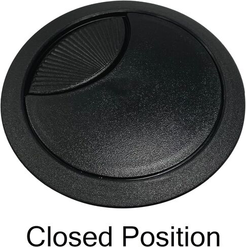 سلك مكتب جروميت مقاس 3 بوصة، أسود مستدير، غطاء بفتحة مفتوحة/مغلقة بمقبض فاخر - قطعة واحدة in Kuwait