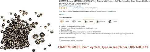 CRAFTMEMORE 2mm Grommet Tool Kit Eyelet Setting Tool Grommet Setter Hole Punch Cutter & Pack of 100 Grommets (0.08" (2mm) Inside Diameter) in Kuwait