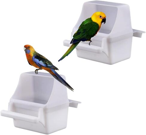 Bird Feeding Dish Cups Plastic Bird Cage Cup,Parrot Cage Replacement Food and Water Cup for Bird Parrot Water Food Dish Feeder in Kuwait