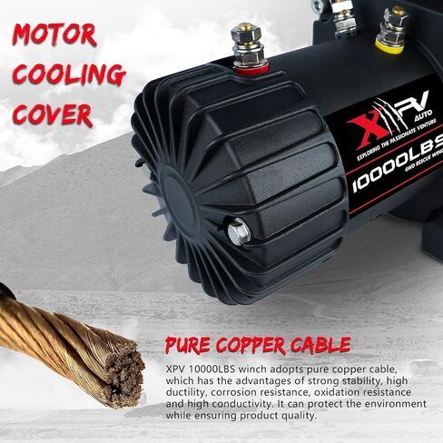 XPV AUTO Winch 10000 رطل. ونش شاحنة ونش كهربائي مقاوم للماء IP67 طقم حبل صناعي ونش كهربائي مع أجهزة تحكم عن بعد لاسلكية محمولة ومقبض سلكي لشاحنة قارب مركبة على الطرق الوعرة 4WD 4x4 in Kuwait
