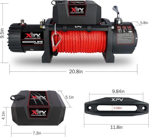 XPV AUTO Winch 10000 رطل. ونش شاحنة ونش كهربائي مقاوم للماء IP67 طقم حبل صناعي ونش كهربائي مع أجهزة تحكم عن بعد لاسلكية محمولة ومقبض سلكي لشاحنة قارب مركبة على الطرق الوعرة 4WD 4x4 in Kuwait