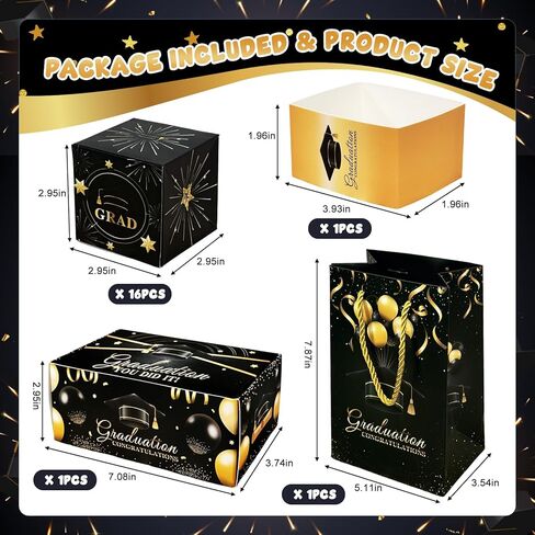 16 قطعة من صندوق هدايا Grad Surprise Exploding Money، صندوق كذاب Black Glod، صندوق منبثق للنقود للتخرج، فكرة هدية نقدية لحقائب هدايا Grad Girdle لعام 2024، هدايا لحفلات التخرج من الكلية الثانوية لعام 2024 in Kuwait