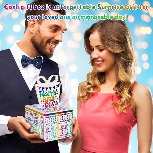 Birthday Money Box for Cash Gift, Surprise Money Roll Gift Box with Pull Out Card and 48Pcs Bags for Parents, Lovers, Kids and Friends, Creative Way to Give Cash as A Gift Ideas(Bule) in Saudi Arabia