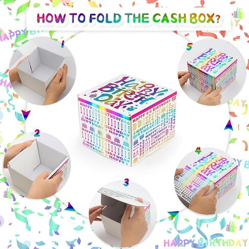 Birthday Money Box for Cash Gift, Surprise Money Roll Gift Box with Pull Out Card and 48Pcs Bags for Parents, Lovers, Kids and Friends, Creative Way to Give Cash as A Gift Ideas(Bule) in Saudi Arabia