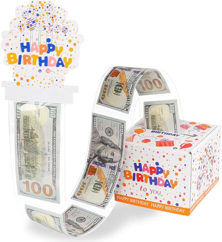 Birthday Money Box for Cash Gift, Surprise Money Roll Gift Box with Pull Out Card and 48Pcs Bags for Parents, Lovers, Kids and Friends, Creative Way to Give Cash as A Gift Ideas(Bule) in Saudi Arabia