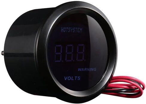 HOTSYSTEM الفولتميتر الإلكتروني الجهد فولت مقياس متر الأزرق الرقمي LED 2 بوصة 52 مللي متر للسيارات السيارات السيارات in Kuwait