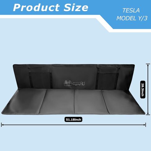 Kikosawa Non-Inflatable Folding Mattress for Tesla Model Y/3 Car Travel Rear Seat Mattress Extension Plate Camping Mattress Back Seat Increase Travel Trunk Space Sleeping Head Protection in Saudi Arabia