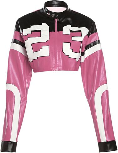 CONCINEROS Women's Faux Leather Jacket Zip Up Cropped Bomber Leather Jacket Women 2023 S-XL in Saudi Arabia