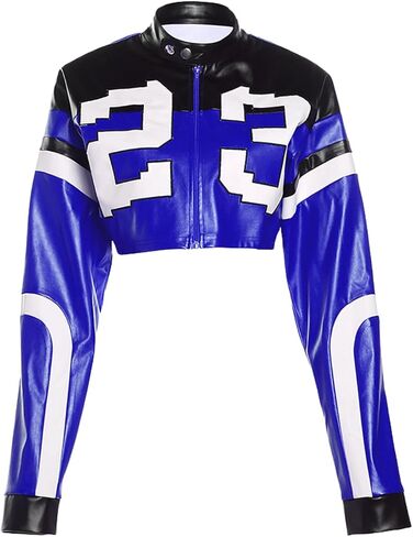 CONCINEROS Women's Faux Leather Jacket Zip Up Cropped Bomber Leather Jacket Women 2023 S-XL in Saudi Arabia