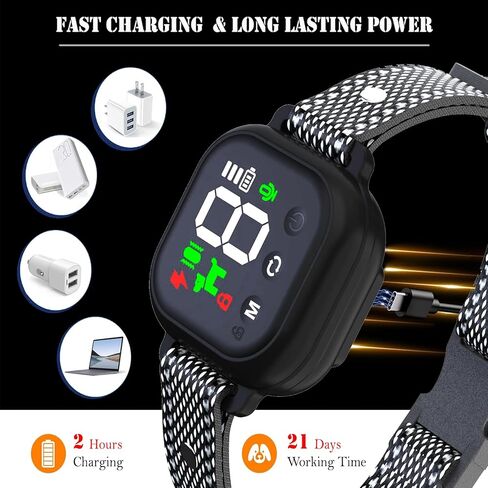 طوق نباح الكلاب مع 3 أوضاع للصوت/الاهتزاز/الصدمات، IP67 مقاوم للماء وقابل لإعادة الشحن أوتوماتيكي مضاد للنباح مع 8 حساسية وشدة قابلة للتعديل للكلاب الصغيرة والمتوسطة والكبيرة in Kuwait