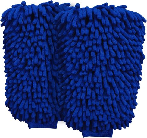 JOJOHEDIA car wash mitt,wash Mitts for car Washing,Microfiber wash mit,Scratch & Lint Free Chenille Microfiber Wash Mitt (Blue,2pack) in Saudi Arabia