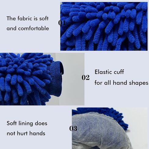 JOJOHEDIA car wash mitt,wash Mitts for car Washing,Microfiber wash mit,Scratch & Lint Free Chenille Microfiber Wash Mitt (Blue,2pack) in Saudi Arabia
