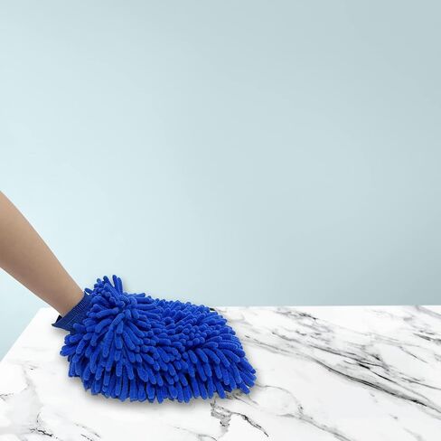 JOJOHEDIA car wash mitt,wash Mitts for car Washing,Microfiber wash mit,Scratch & Lint Free Chenille Microfiber Wash Mitt (Blue,2pack) in Saudi Arabia