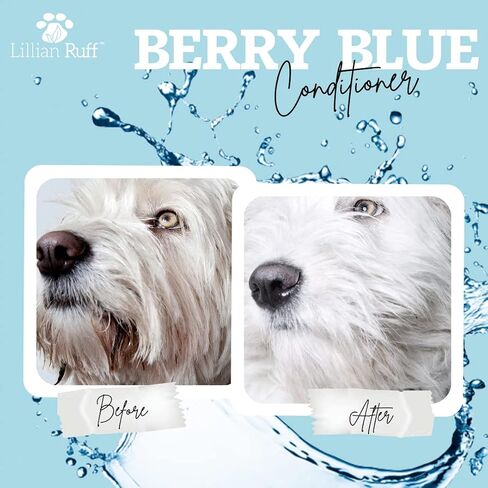 Lillian Ruff Berry Blue Brightening Face and Body Conditioner for Dogs & Cats - Tear Free Blueberry Conditioner - Remove Tear Stains, Hydrate Dry Skin, Add Shine & Luster to Coats - Made in USA (16oz) in Saudi Arabia