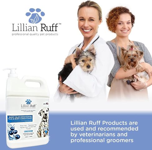 Lillian Ruff Berry Blue Brightening Face and Body Conditioner for Dogs & Cats - Tear Free Blueberry Conditioner - Remove Tear Stains, Hydrate Dry Skin, Add Shine & Luster to Coats - Made in USA (16oz) in Saudi Arabia