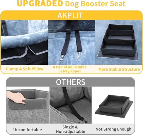 Dog Car Seat for Medium Dogs or 2 Small Dogs, Dog Booster Seat for Front and Back Seats with 2 Safety Leashes&Adjustable Safety Strap, Portable Pet Car Seat Perfect for Pets Up to 50lbs (Black) in Saudi Arabia