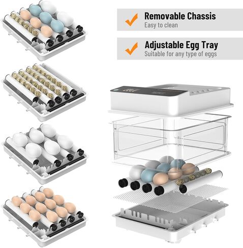 eLabPal 12 حاضنة بيض لتفريخ البيض مع دوران البيض تلقائيًا، وإضافة الماء تلقائيًا، وشموع البيض، والتحكم في درجة الحرارة لتفريخ الدجاج والسمان والبط وبيض الطيور التركية in Kuwait