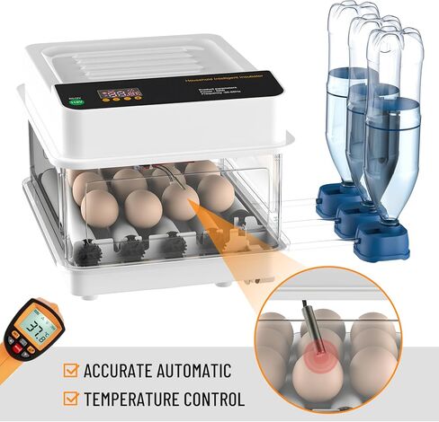 eLabPal 12 حاضنة بيض لتفريخ البيض مع دوران البيض تلقائيًا، وإضافة الماء تلقائيًا، وشموع البيض، والتحكم في درجة الحرارة لتفريخ الدجاج والسمان والبط وبيض الطيور التركية in Kuwait