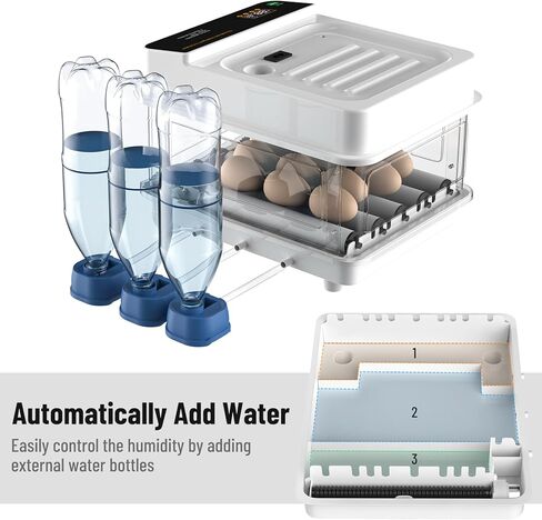 eLabPal 12 حاضنة بيض لتفريخ البيض مع دوران البيض تلقائيًا، وإضافة الماء تلقائيًا، وشموع البيض، والتحكم في درجة الحرارة لتفريخ الدجاج والسمان والبط وبيض الطيور التركية in Kuwait