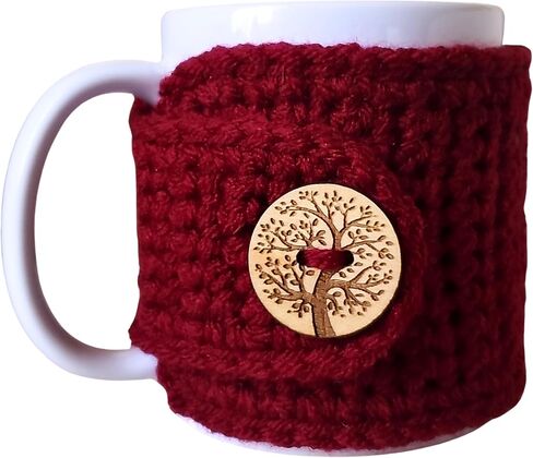 Winter Mug Sweater, Tree of Life Mug Cozy Sleeve, Holiday Cup Cover (Rose Pink) in Kuwait