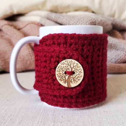 Winter Mug Sweater, Tree of Life Mug Cozy Sleeve, Holiday Cup Cover (Rose Pink) in Kuwait